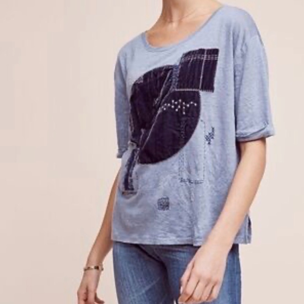 Anthropologie Akemi + Kin linen patchwork top - Picture 2 of 8